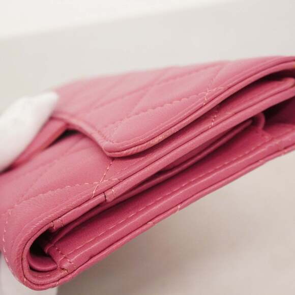 Chanel Matelasse Tri-fold Long Wallet in Lambskin, Pink Champagne, Women's - Picture 6 of 16